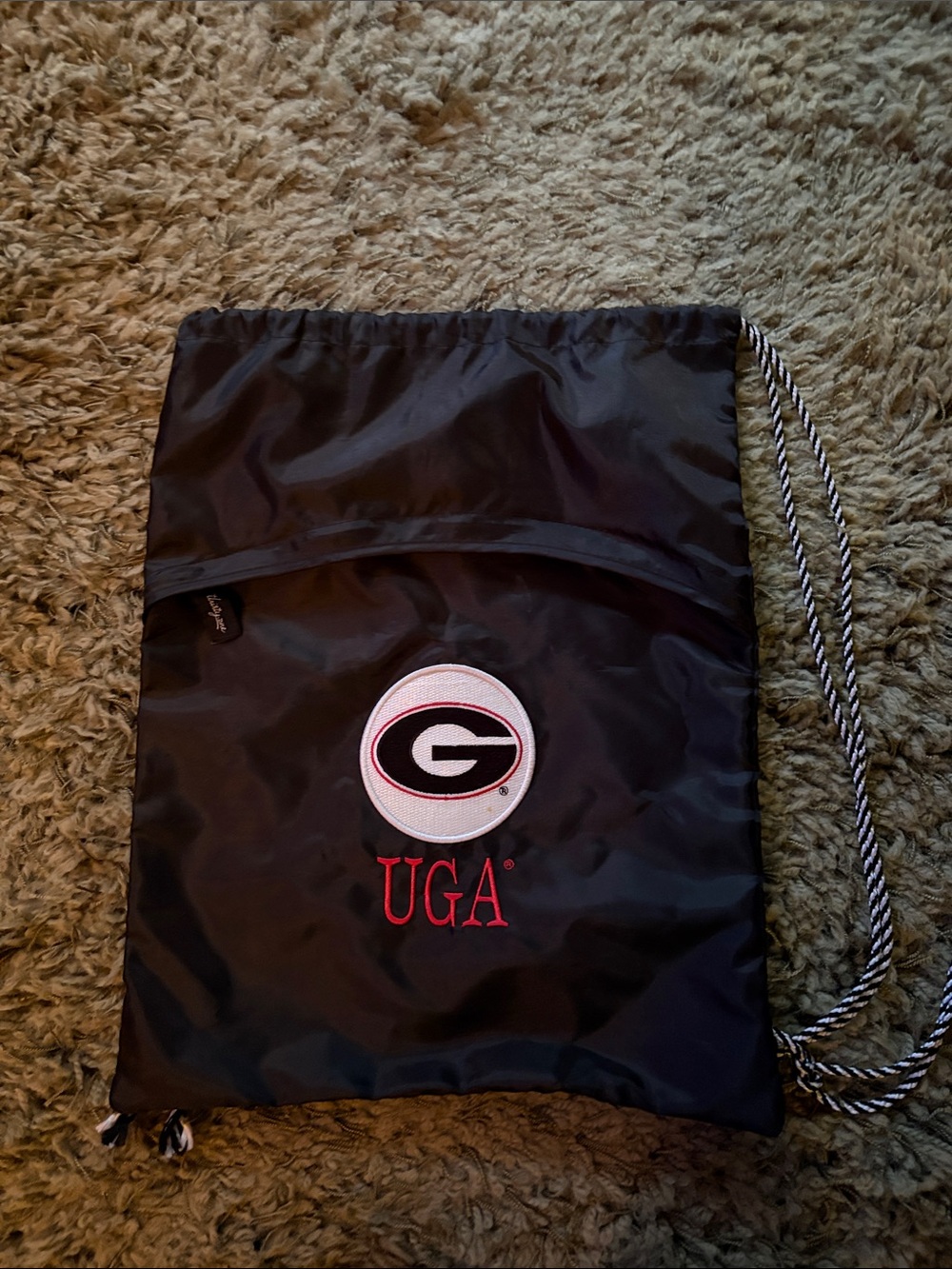 thirty-one Black UGA Drawstring Backpack with Red and White Logo